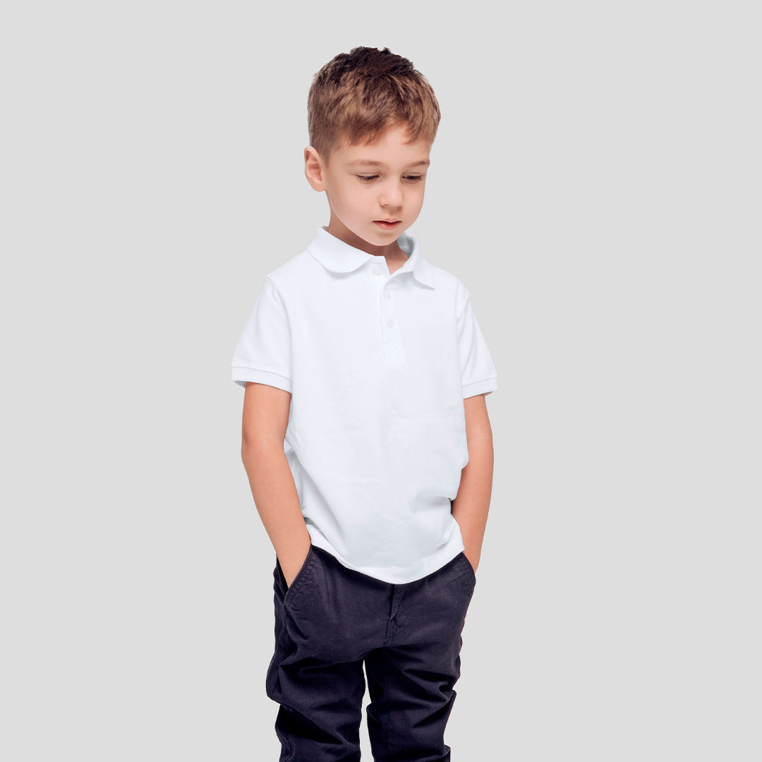 Polo de Piqué Branco para Criança 100% Algodão