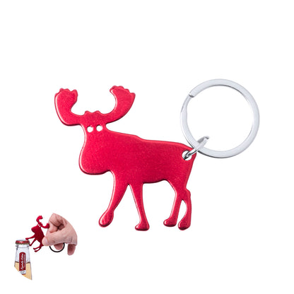 Porta-chaves Rena Natalícia com Abre-Cápsulas