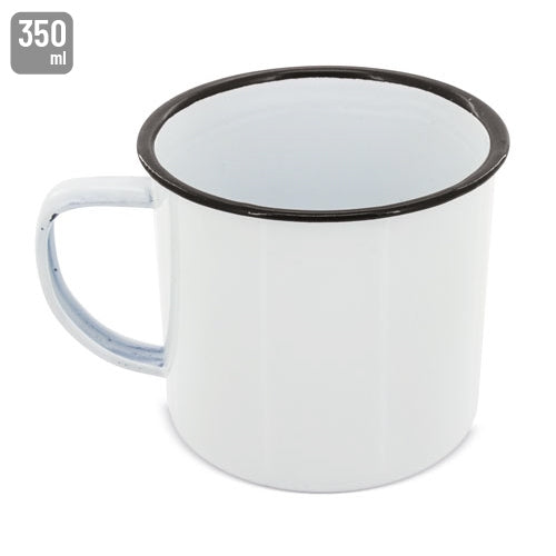 Caneca Metálica Esmaltada Retro com Rebordo