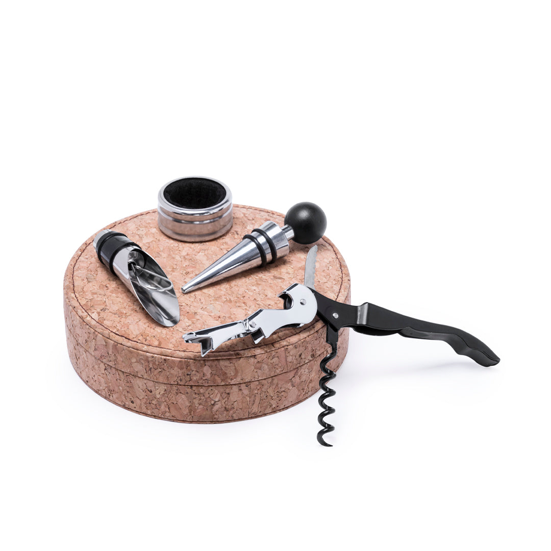 Set de Vinho Elegante com Acessórios em Cortiça