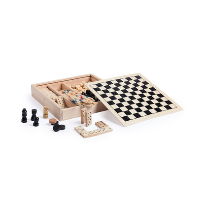 Set de Jogos em Madeira com Tabuleiro Multifuncional
