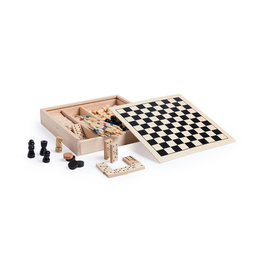 Set de Jogos em Madeira com Tabuleiro Multifuncional
