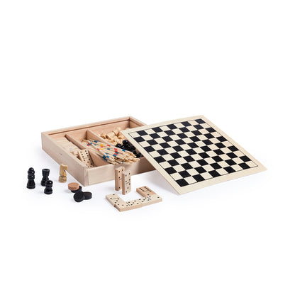Set de Jogos em Madeira com Tabuleiro Multifuncional