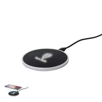 Carregador Sem Fios Circular Preto com Luz LED