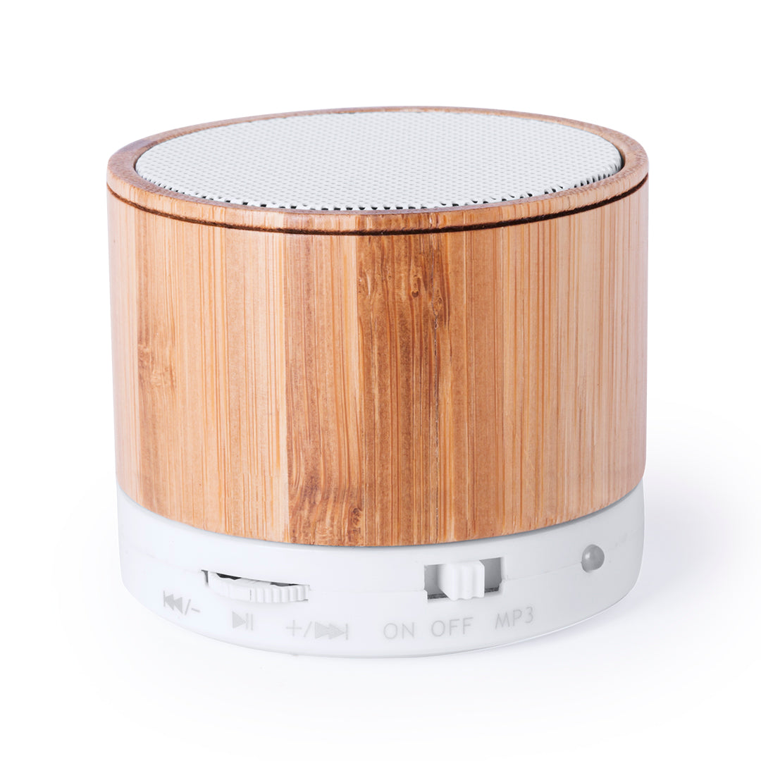 Coluna Bluetooth Compacta em Bambu - Som de Qualidade