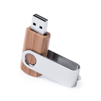 Memória USB 16GB em Bambu com Clip Metálico