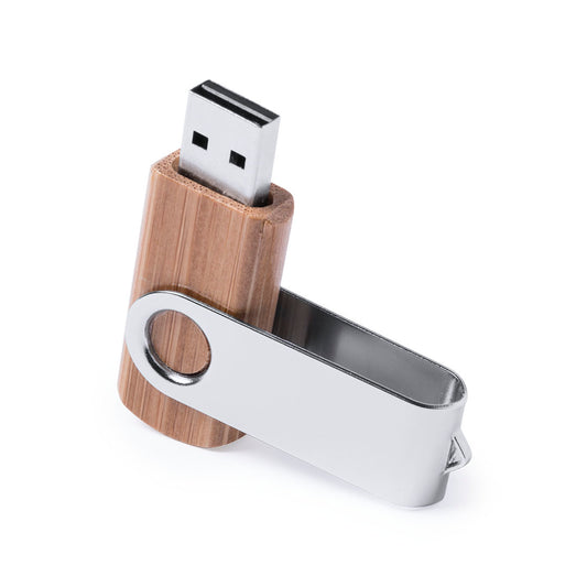 Memória USB 16GB em Bambu com Clip Metálico