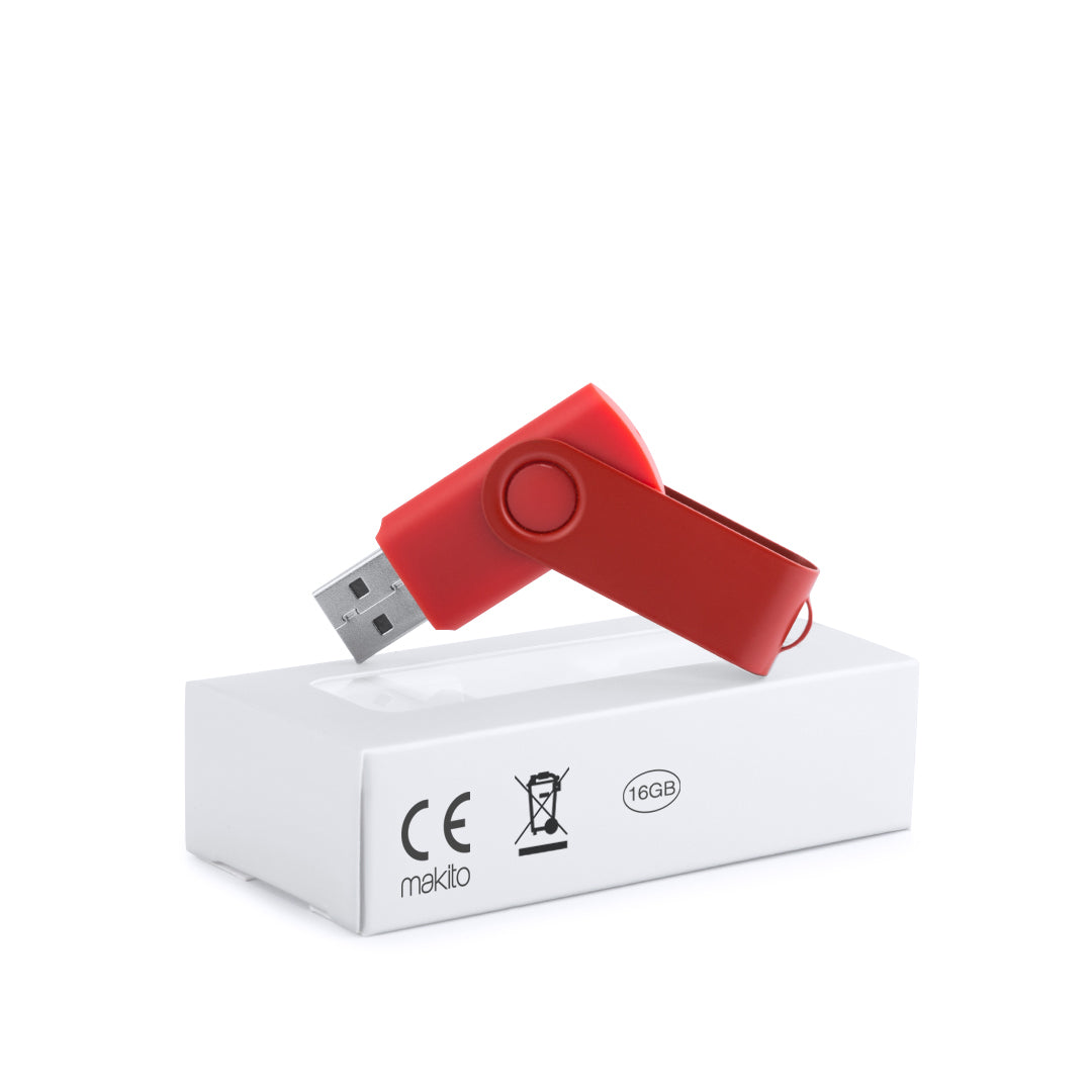 Pen USB 16GB com Mecanismo Giratório e Clip Metálico