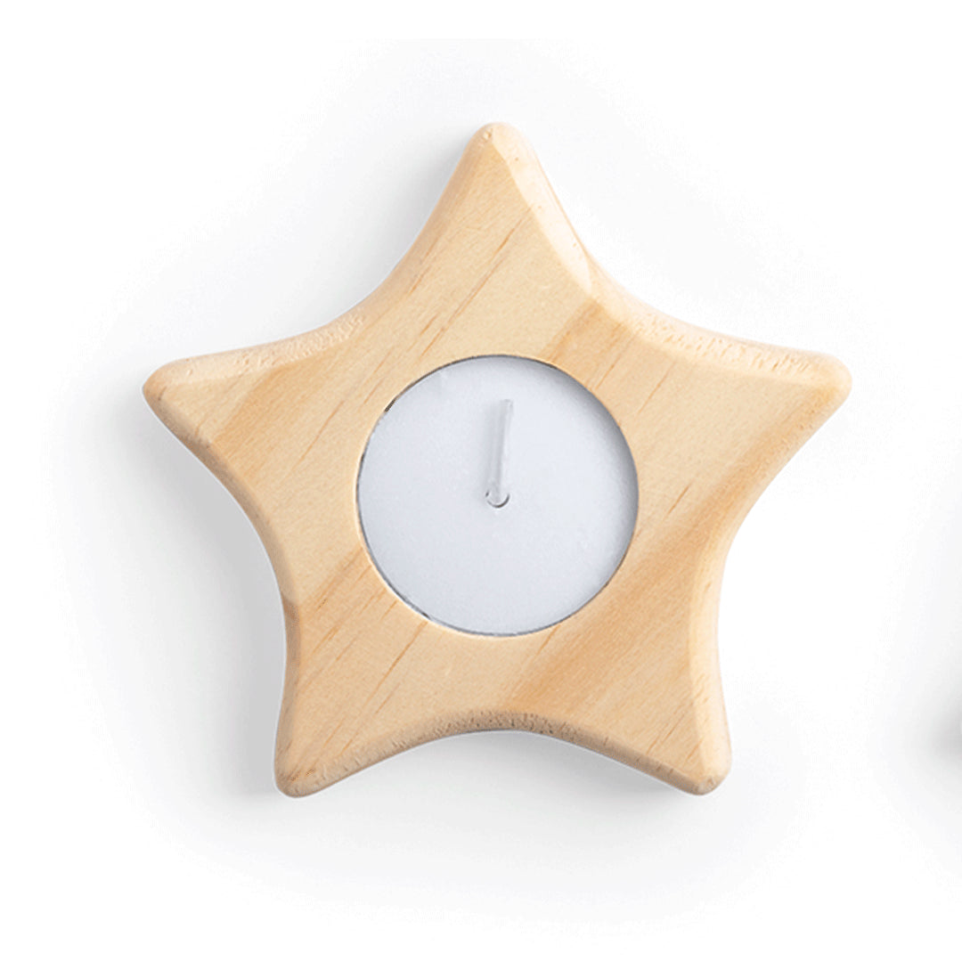 Vela de Natal em Madeira de Pinheiro - Estrela e Árvore