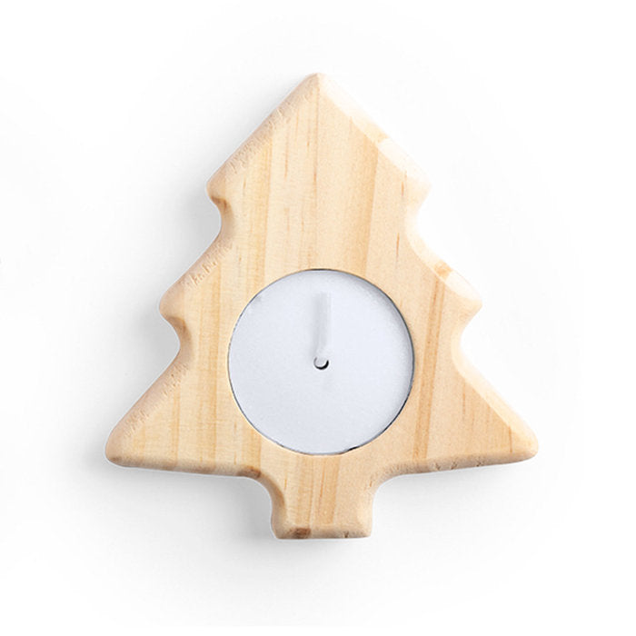 Vela de Natal em Madeira de Pinheiro - Estrela e Árvore