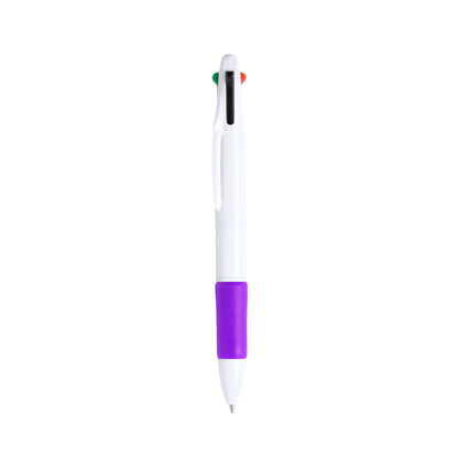 Caneta 4 em 1 Retráctil com Corpo Branco e Cores Vibrantes