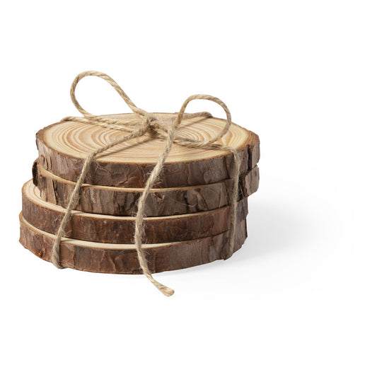 Set de 4 Posavasos em Madeira de Pinheiro Natural