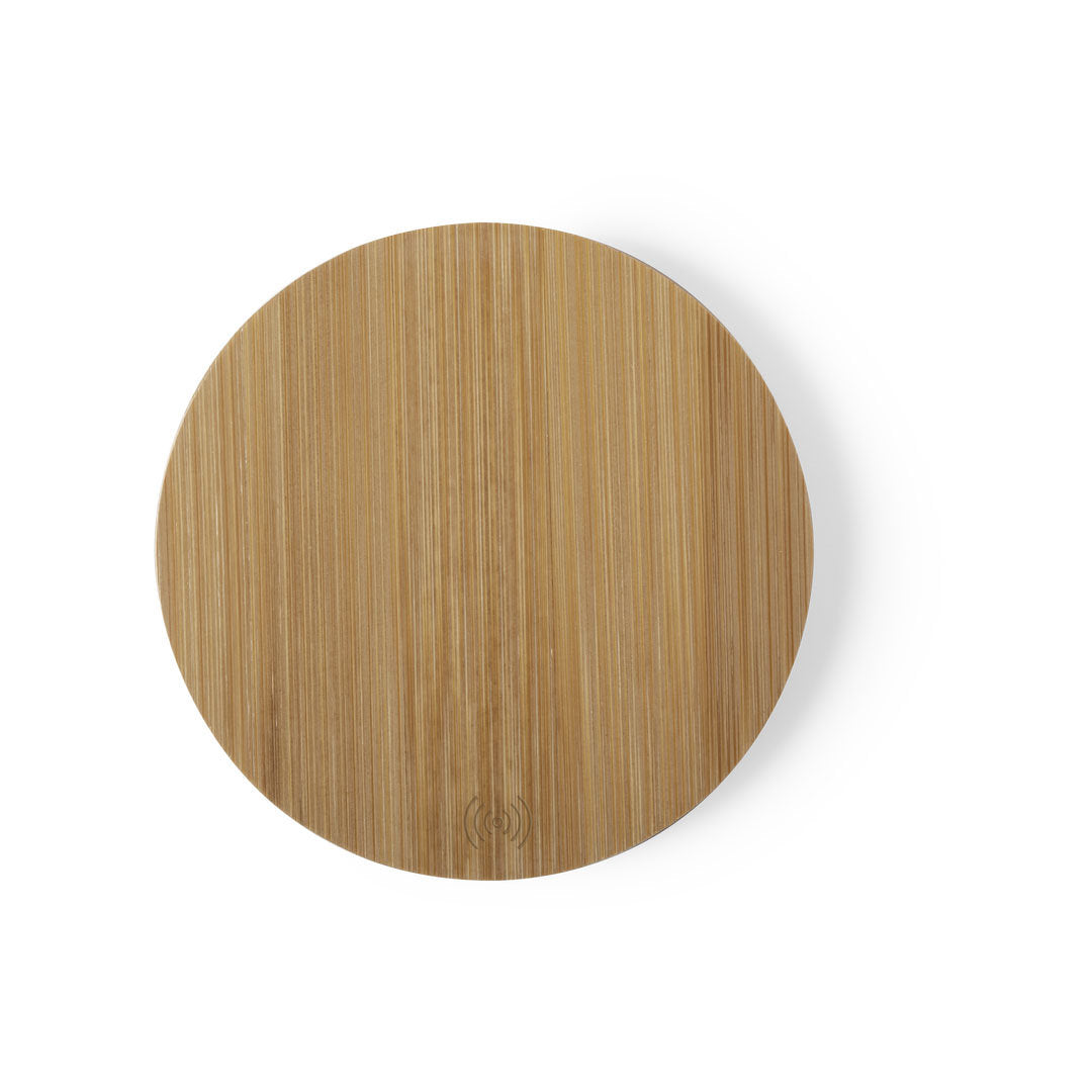 Carregador Sem Fios Circular em Bambu Natural