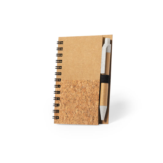 Conjunto Eco de Caderno e Caneta em Cortiça Natural