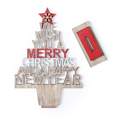Árvore de Natal em Madeira com Mensagem Troquelada