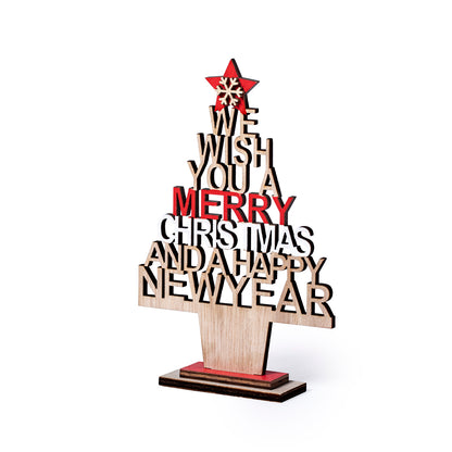 Árvore de Natal em Madeira com Mensagem Troquelada