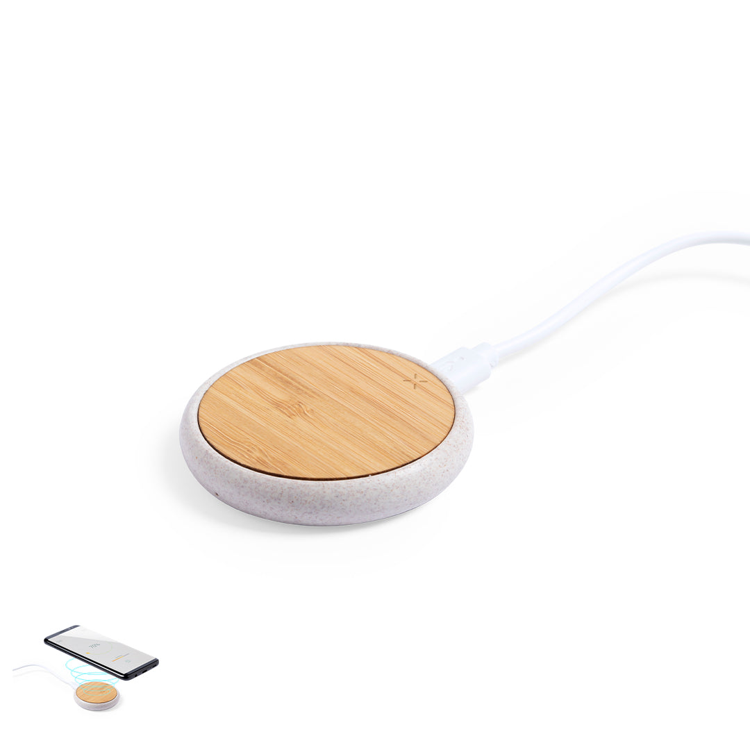 Carregador Sem Fios Fiore com Superfície em Bambu