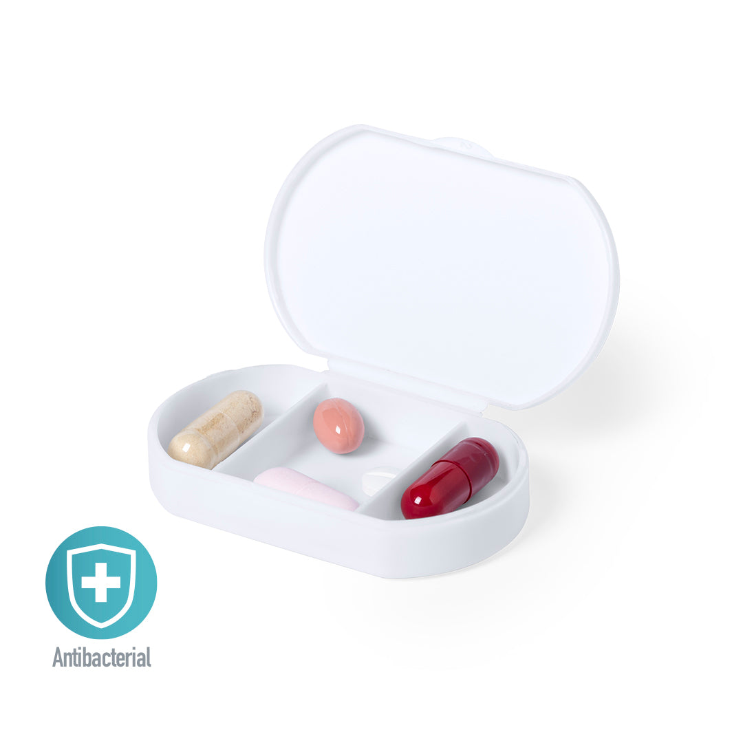 Pastillero Antibacteriano com 3 Compartimentos e Fecho Seguro