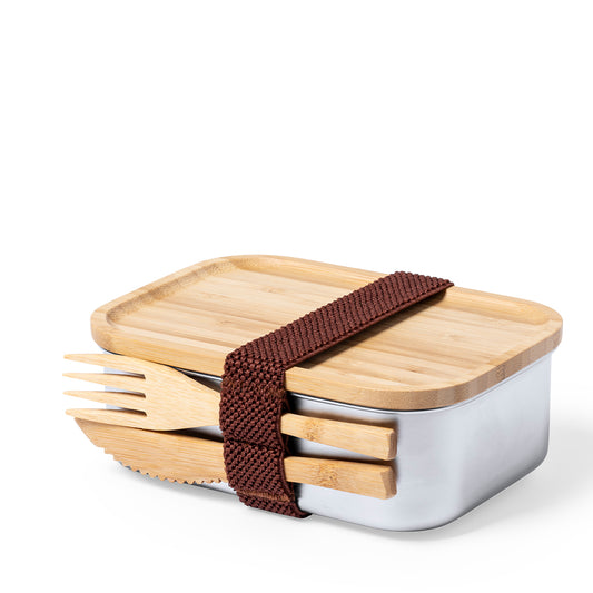 Fiambrera Nature com Tampa e Talheres em Bambu