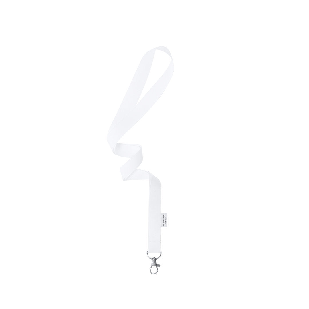 Lanyard Antibacteriano Branco com Mosquetão Metálico
