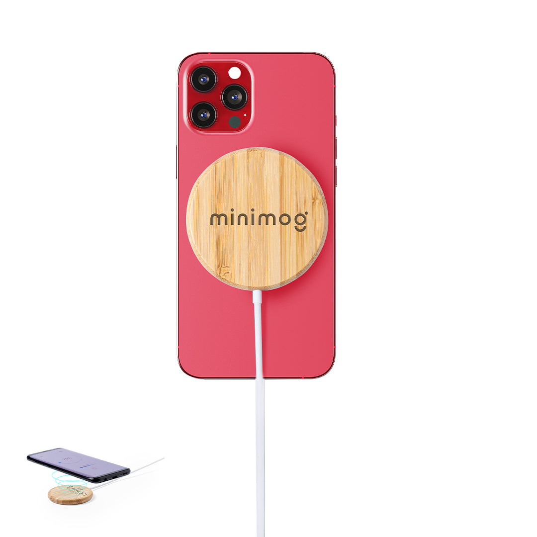 Carregador Magnético Sem Fios 10W em Bambu