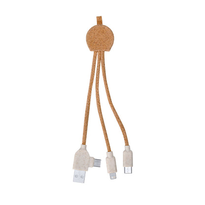 Cabo USB Ecológico em Cortiça com Conexões Múltiplas