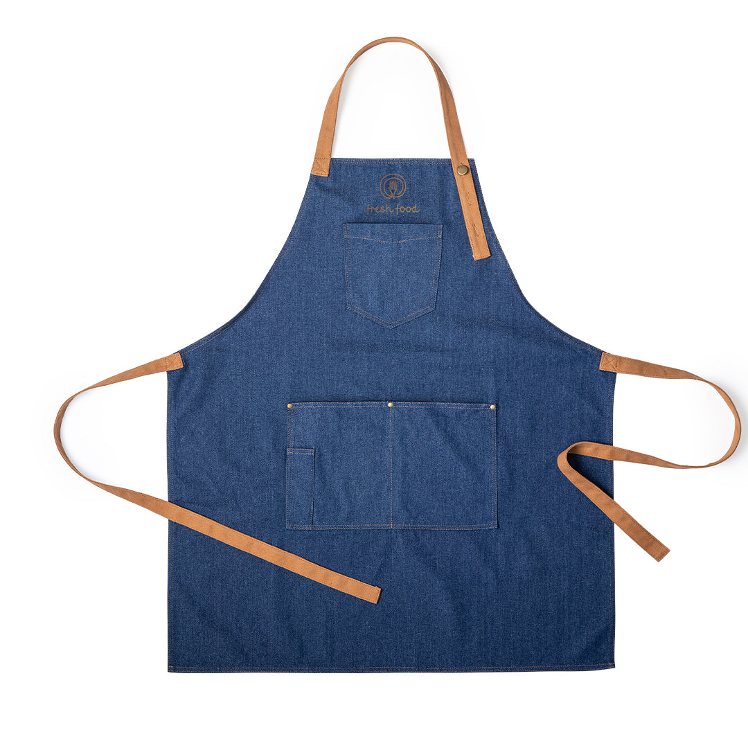 Avental Denim Resistente com Bolsos Reforçados
