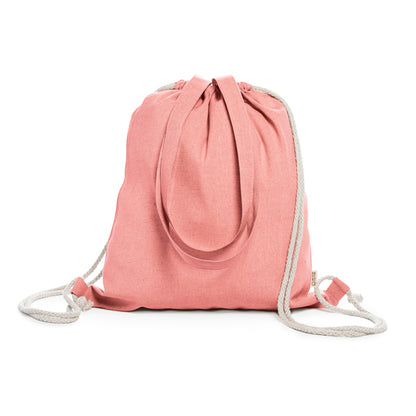 Mochila de Poliéster com Cordão e Bolso Frontal