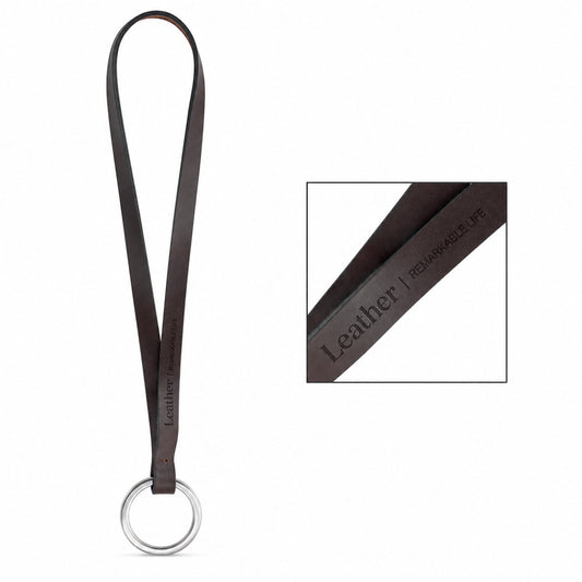 Amostra Impressa de Lanyard LEATHER Short Slim 10 mm