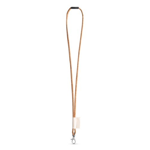 Lanyard em Cortiça com Mosquetão de Gatilho e Fecho de Segurança