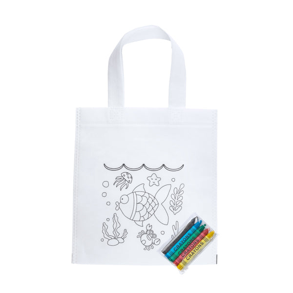 Saco de Tecido Branco para Colorir com Canetas Inclusas