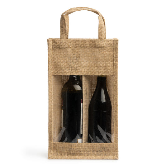 Saco Porta-Vinhos em Juta com Janela Transparente