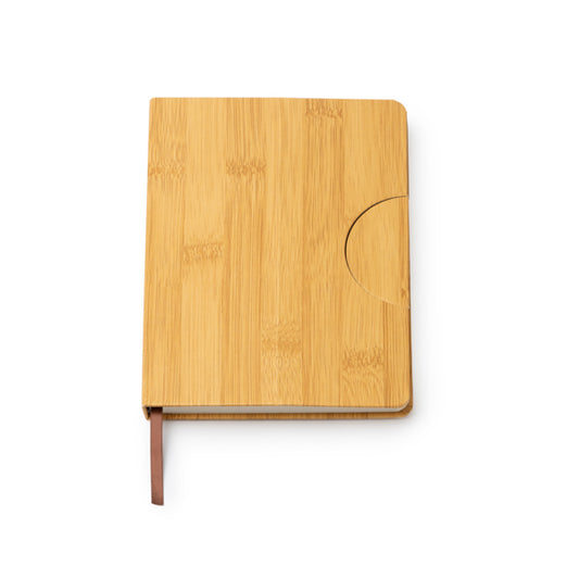 Caderno de Notas em Bambu com Capa em Couro Sintético