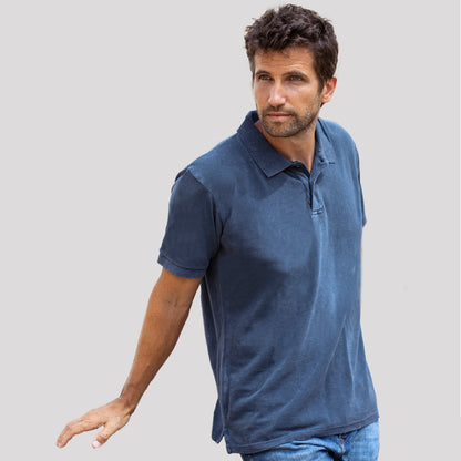 Polo Unissexo 'Ken' com Efeito Lavado Jeans