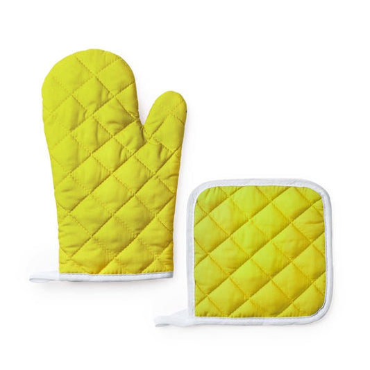 Luva de Cozinha em Algodão Amarelo com Pano