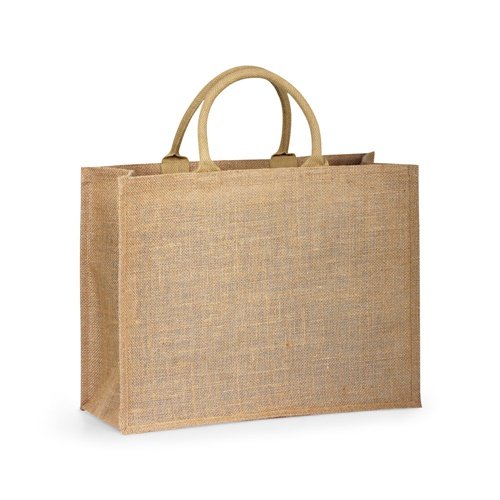 SHANTI Saco em Juta com Interior Laminado e Alças Acolchoadas