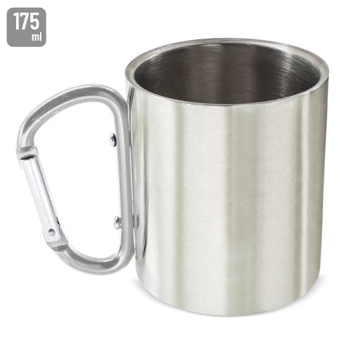 Caneca com Mosquetão Aço Inoxidável 175 ml