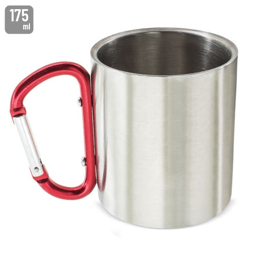 Caneca com Mosquetão Aço Inoxidável 175 ml