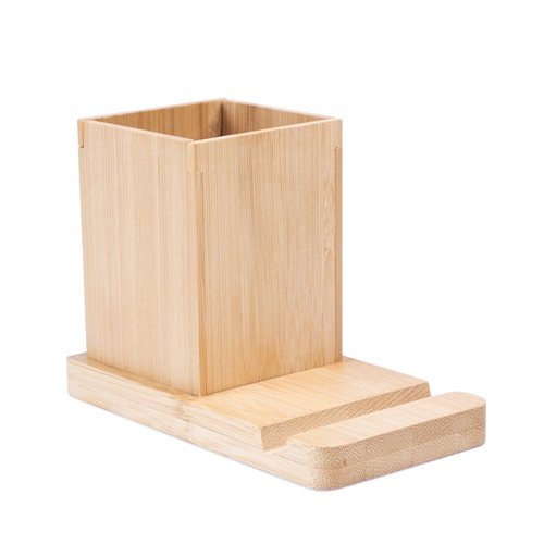Conjunto de Secretária ERWIN com Suporte para Telemóvel e Copo em Bambu