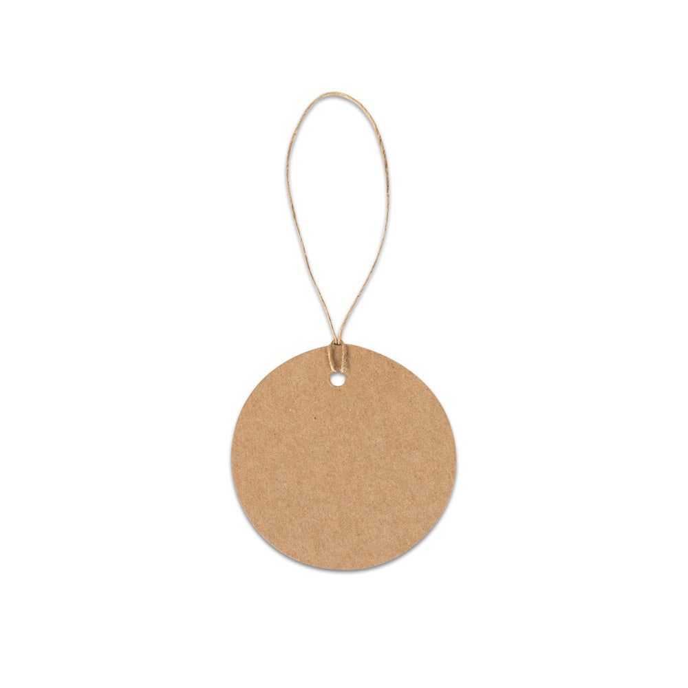 Etiqueta Circular em Papel 100% Reciclado com Cordão Natural ø70 mm