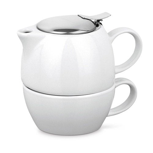 Conjunto de Chá em Porcelana com Bule e Caneca Integrados
