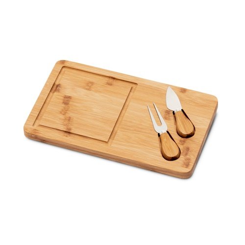 WOODS - Tábua de Queijos em Bambu com Utensílios em Bambu e Aço Inoxidável