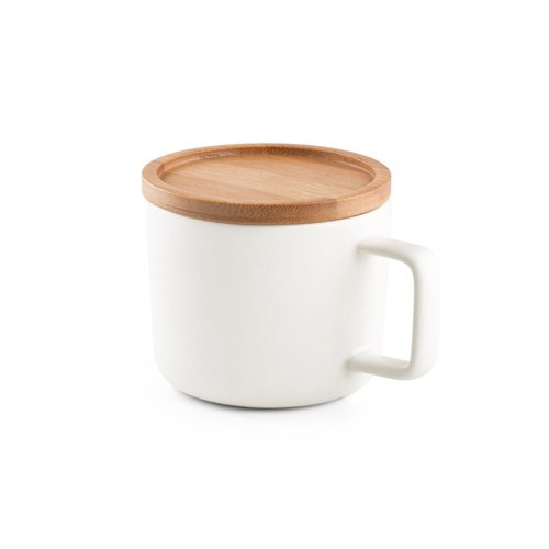 FANGIO Caneca em Cerâmica com Base e Tampa em Bambu 220 mL