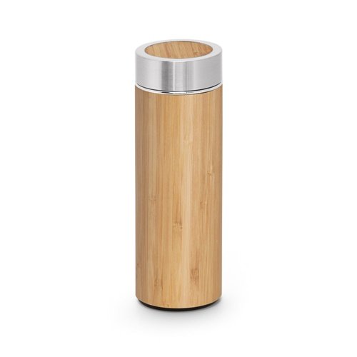 Garrafa térmica em bambu e aço inoxidável reciclado 430 mL