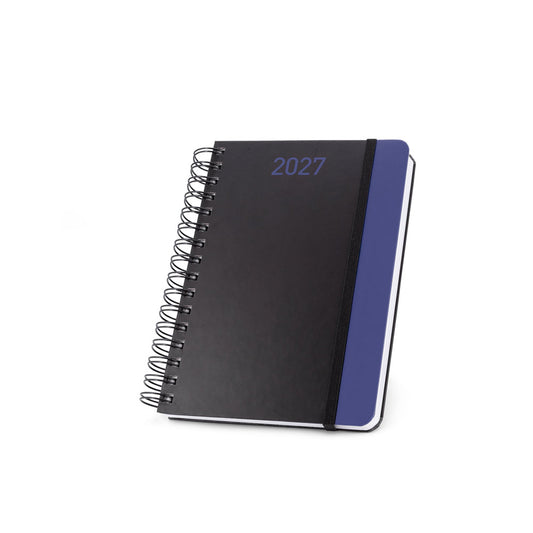 BRECHT A5 - Agenda com capa rígida em papel reciclado e fecho elástico