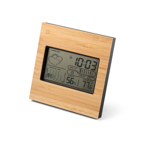 BROMLEY Estação Meteorológica de Secretária em ABS e Bambu com Ecrã LCD