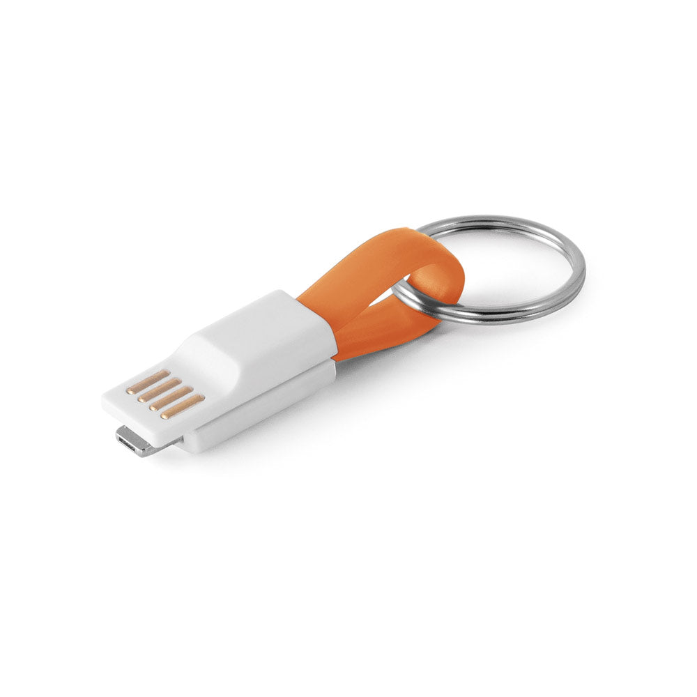 Cabo USB 2 em 1 com Conetor e Argola Porta-Chaves em ABS e PVC