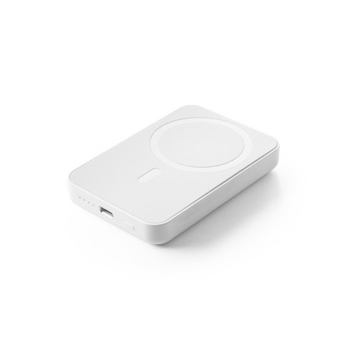 Power bank magnética AMPERE 5 com carregamento wireless 15W em ABS reciclado