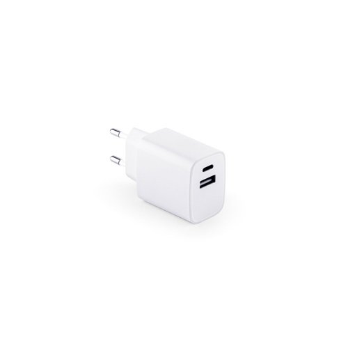 Adaptador de Corrente WEGENER com Porta USB-A 18W e USB-C 20W em ABS Reciclado