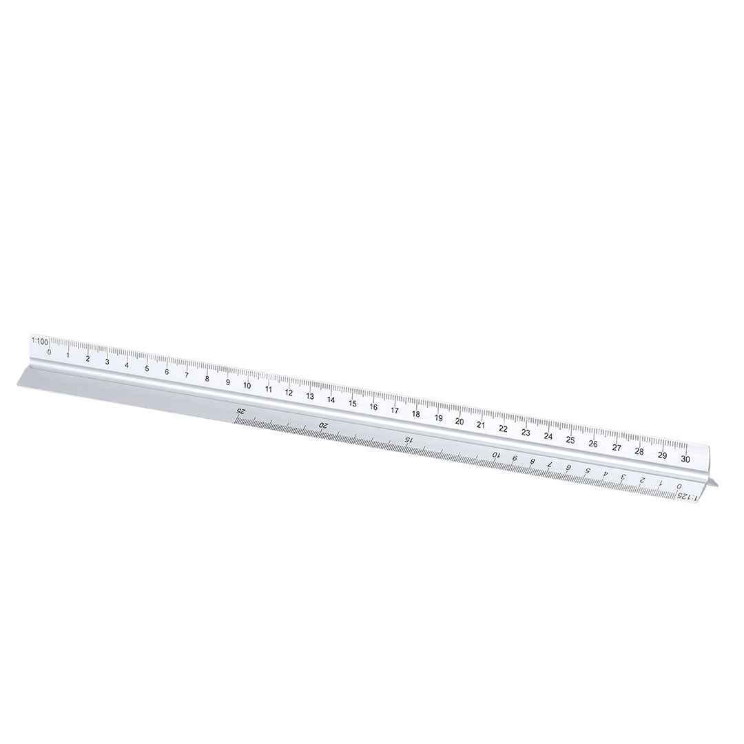 Escalímetro Triangular em Alumínio 30cm com 5 Escalas